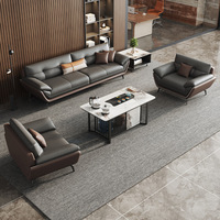 Ensemble de canapés de bureau en cuir de style italien, design haut de gamme, mobilier de bureau moderne en bois, ensemble de canapés en cuir