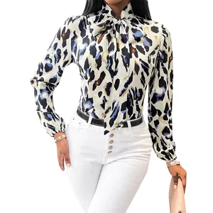 2022 Herbst neue Mode Damen bekleidung Mode Leoparden muster mit Laternen ärmeln vielseitiges klassisches Herbst Winter Top Shirt