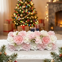 Panneau mural de fleurs artificielles en gros, fait main, avec rangée de roses et d'hortensias, pour arche de fond, décoration murale de mariage