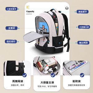 Zhiya Student <b>Backpack</b> 15 Inches Large Capacity <b>School</b> Bag For High <b>School</b> Students Lightweight With Zipper Pocket - Product Image 3