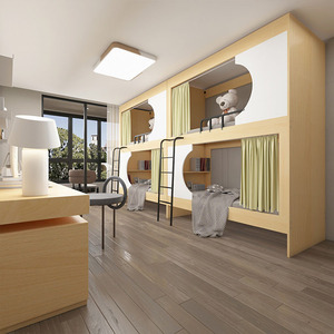 Hiện đại KING-Size sắt gỗ kim loại đôi bunk giường Loft cầu thang cho khách sạn phòng ngủ ký túc xá nhà viên nang giường các nhà sản xuất - Product Image 4