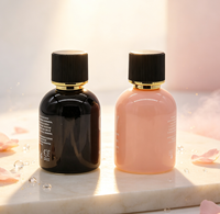 Flacon de parfum en verre rose de 50 ml, design élégant, col serti, vide, rechargeable, vaporisateur à fine brume, marque privée