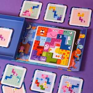 Mwz Puzzle magnetico con animali in legno, palline di legno, <span class=keywords><strong>Tetris</strong></span> 17x17 cm, <span class=keywords><strong>gioco</strong></span> educativo per bambini, <span class=keywords><strong>gioco</strong></span> di logica - Product Image 1