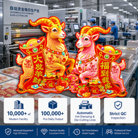 Autocollants de porte en papier floqué 3D, motif Chinois du Nouvel An, Année de la Chèvre 2027, décalcomanies de zodiaque Fu, décoration de couplets du Nouvel An chinois, vente en gros