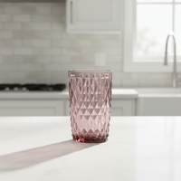 Lot de 323 ml de verres gaufrés diamant multicolores pour boissons, idéal pour la vaisselle, les coffrets cadeaux et les cadeaux de pendaison de crémaillère