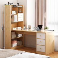 Bureau d'ordinateur en bois moderne pour la maison, table d'écriture en forme de L avec bibliothèque et tiroir