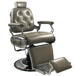 Gri vintage berber sandalyeleri popüler kuaför koltuğu berber dükkanı için dayanıklı salon mobilya büyük ağır hizmet tipi pompa