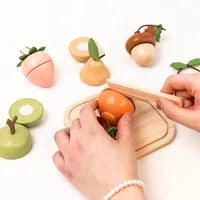 Ensemble de jouets en bois Montessori personnalisés pour couper les fruits, accessoires de cuisine pour enfants, jeu d'imitation, jouet alimentaire de simulation pour la petite enfance