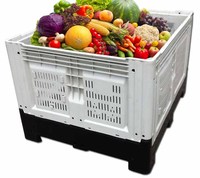 Boîte à palettes pliable et empilable en maille perforée pour pommes de terre, grande capacité, usage intensif en agriculture, avec couvercle