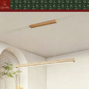 Îlot de cuisine moderne GOLDKING en <span class=keywords><strong>travertin</strong></span> <span class=keywords><strong>beige</strong></span> massif, luminaire linéaire, support en bois naturel, fabrication OEM ODM directe d'usine - Product Image 4