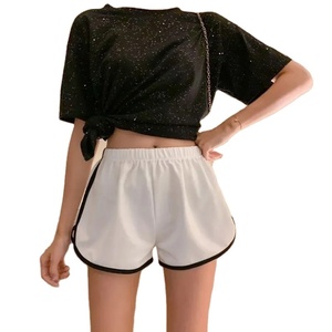 Supplier High Waist Women's <b>Cotton</b> Yoga Summer Athletic ShortsCustom Logo Decorated Terry <b>Fabric</b> Hot Shorts - Product Image 2