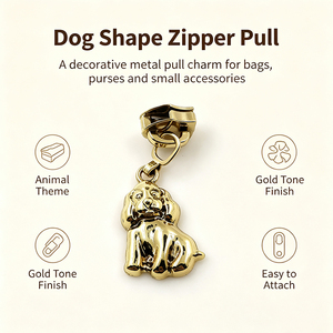 Gold Tone Dog Design Zipper Pull <b>Cute</b> Animal Alloy Charm for Bags <b>Purses</b> Backpacks and Clothing Accessories - Product Image 1