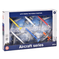 Avión de transporte de aleación, 6 unidades, modelo de avión deslizante fundido a presión, juego de Juguetes