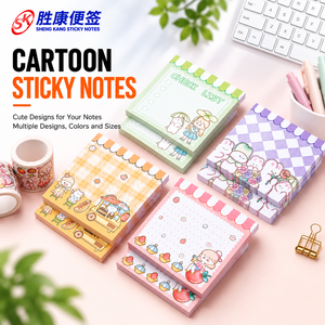 Notas adhesivas de papel personalizables bonitas de dibujos animados para uso en oficina y Escuela Bloc de notas autoadhesivo con opciones de logotipo de diseño personalizado - Product Image 1