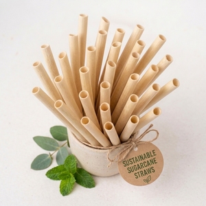 <b>Compostable</b> Non-Soggy Eco-Friendly Unbleached Organic Natural Bagasse Fiber Custom Party Restaurant Beverage Catering Sugarcane - Product Image 1