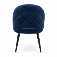 Chaise de salle à manger moderne en velours nordique avec pieds en métal noir, siège rembourré de luxe sans accoudoirs pour restaurant, salon et café