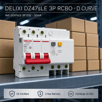 Disjoncteur différentiel DELIXI 32A 3P, courbe D, RCBO 230V 6kA, protection contre les courants résiduels, certifié CE, équipement de grue