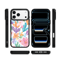 Coque de téléphone AG Feeling Black Edge avec motif floral lumineux pour iPhone 17, 17 Pro Max, 16 Pro, 15 – Coque magnétique