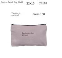 Étui à crayons en lin vierge OEM, fermeture éclair, pochette personnalisable avec logo, papeterie pour étudiants, rangement de maquillage, vente en gros