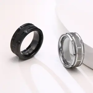 Anello pneumatico in acciaio al tungsteno anello dentellato da uomo nero