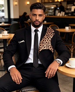 <span class=keywords><strong>Veste</strong></span> <span class=keywords><strong>de</strong></span> <span class=keywords><strong>costume</strong></span> pour <span class=keywords><strong>homme</strong></span> style célébrité automne/hiver avec broche imprimé léopard Congo Sape Culture - Product Image 5