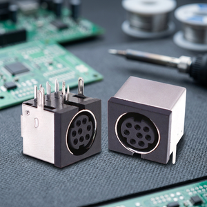 Connecteur Mini DIN 8P KERRYEE MND592 à 90 degrés, femelle, en laiton, avec boîtier en cuivre, pour soudure sur carte PCB d'ordinateur - Product Image 3