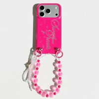 Coque de téléphone rose vif brillante tendance pour iPhone 18 Pro Max 17 16 15, motif lettres argentées « Sweet Treats », antichoc