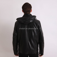 Vêtements de sport britanniques de conception britannique Blousons bombardiers à capuche en cuir noir pour hommes