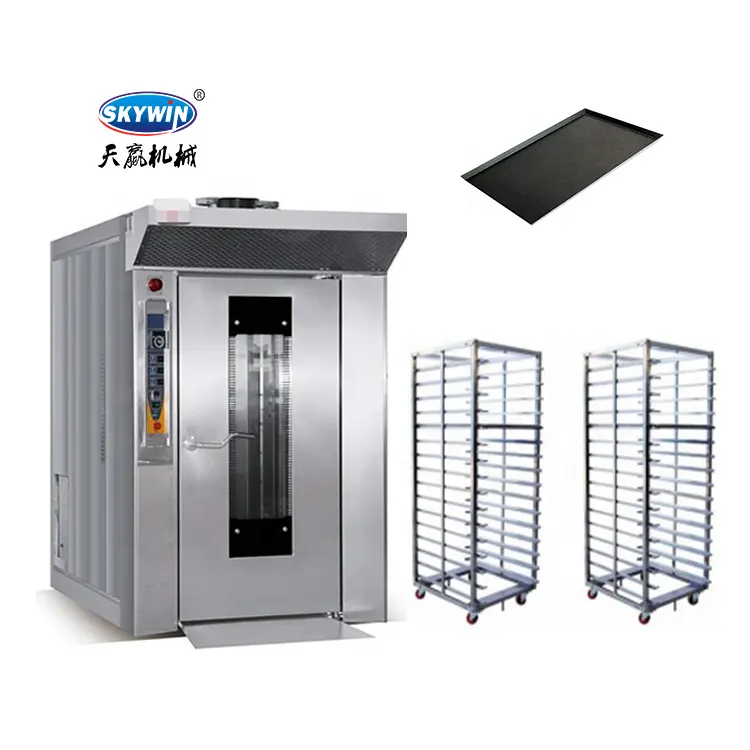 High Quality Electric Industrial Rotary Oven For Bakery Bread Biscuit 32 64 Tray Electric Gas Bakery Rotary Oven