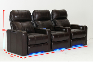 <span class=keywords><strong>Canapé</strong></span> inclinable électrique <span class=keywords><strong>3</strong></span> <span class=keywords><strong>places</strong></span> en cuir véritable pour <span class=keywords><strong>cinéma</strong></span> maison avec porte-gobelet et éclairage LED - Product Image 3