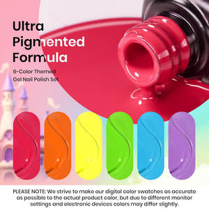 Ensemble de vernis à ongles en gel néon | 6 couleurs d'été vibrantes: rose vif, <span class=keywords><strong>orange</strong></span>, jaune, vert, bleu, violet - Product Image 2