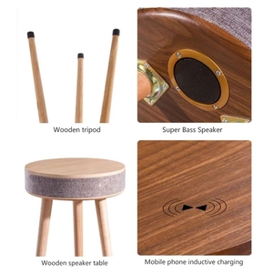 Hot bán nhà thông minh đồ nội thất gỗ tròn Bàn cà phê với không dây USB phí thông minh Bảng phụ với loa - Product Image 5