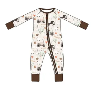 Macacão de bebê de verão macacão de bambu para meninas animais body de algodão orgânico conjunto de pijama macacão menino bolha