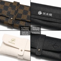 Estuche para Gafas de Sol Directo de Fábrica, Funda de Cuero con Botón a Presión, Tejido Intrecciato, Logotipo Personalizado