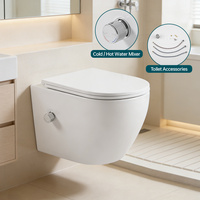 Nouvelle conception de toilette en céramique sans rebord avec mitigeur eau froide et chaude, bidet pour lavage féminin, toilette murale pour salle de bain