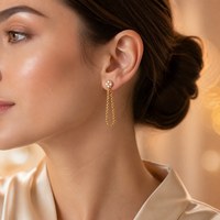 Boucles d'oreilles en acier inoxydable ChuYao avec pampilles en forme de trèfle pour femmes, zircon blanc, plaqué or 18 carats, bijoux de mode, collection en gros