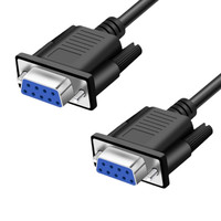 Cable Serial DB9 Negro de 1.5m/3m al por Mayor, Cable de Extensión Convertidor Serial RS232 de 9 Pines Macho a Hembra para PC