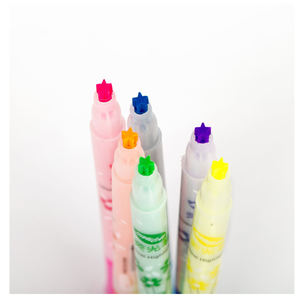 Venta al por mayor nuevo estilo estrella impresa resaltador arte pluma conjunto Punta de cepillo plano para DIY - Product Image 1