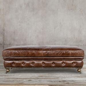Hot Sell Living Room Vintage Distressed Leather <strong>Chesterfield</strong> Tufted Ottoman Bench <strong>Footstool</strong> - Product Image 4