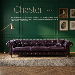 Sofá Chesterfield Tradicional de Cuero Borgoña, Tapizado, de Tres Plazas, para Sala de Estar, con Detalles de Tachuelas, Patas de Madera - Product Image 2