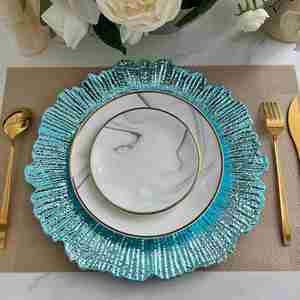 Wholesale 13 Inch Royal Blue Reef Charger <b>Plates</b> Unbreakable Plastic <b>Decorative</b> <b>Plates</b> for Events Catering & Wedding Decor - Product Image 6