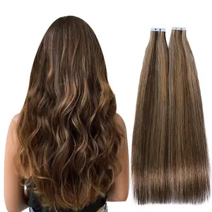 Wholesale Virgin 100 Human Hair Double Drawn Tape ins Russian Remy Full Cuticle cabelo humano Natural Tape Hair Extensions