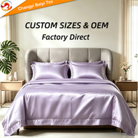 Ensemble de literie en coton 100% satiné rayé uni, housse de couette, drap, taie d'oreiller, vente en gros OEM