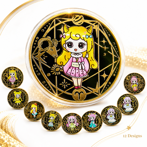 Monedas Coleccionables de Anime de las 12 <span class=keywords><strong>Constelaciones</strong></span>, Moneda de Recuerdo Chapada en Oro con Diseño de Dibujos Animados del Zodiaco, Monedas <span class=keywords><strong>Personalizadas</strong></span> de Anime de las 12 <span class=keywords><strong>Constelaciones</strong></span> - Product Image 2