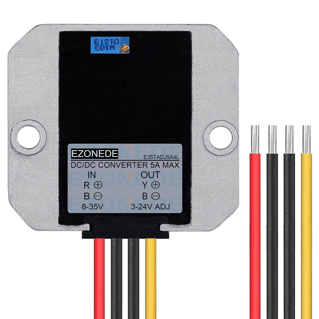 Adjustable Voltage Regulator IP67 Waterproof DC to DC Buck Converter 8-35V to 3-24V 5A Step Down Converter 5V 12V Power Supply