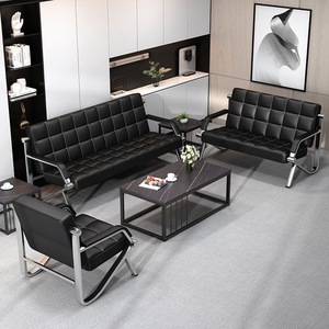 Office sofa simple modern office business reception three person sofa tea table iron ordinary sofa cheap - Product Image 3