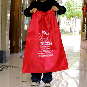 OEM Extra grande capacità riutilizzabile con coulisse in poliestere borsa da bucato Rip-Stop vestiti sporchi da viaggio lavabili in lavatrice stampati personalizzati - Product Image 6