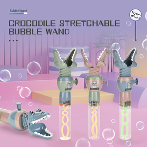 Bubble Toys Bubbles For Kids Crocodile Shape Bubble Wands Toys Kids Summer Plastic Mini Handheld Telescopic Bubble Stick With Bubble Water For Children