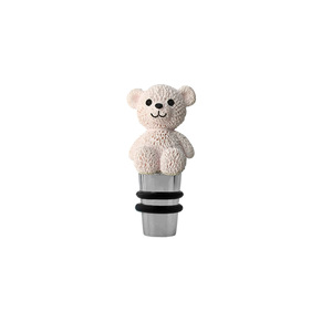 White Teddy Bear Wine Stopper Food Grade Resin Stainless Steel Bottle Sealers For Champagne Red Wine - Product Image 2