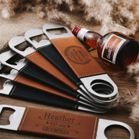 Ouvre-bouteille enduit de cuir PU personnalisé de haute qualité pour l'impression par sublimation Faux ouvre-bière portables pour la fête